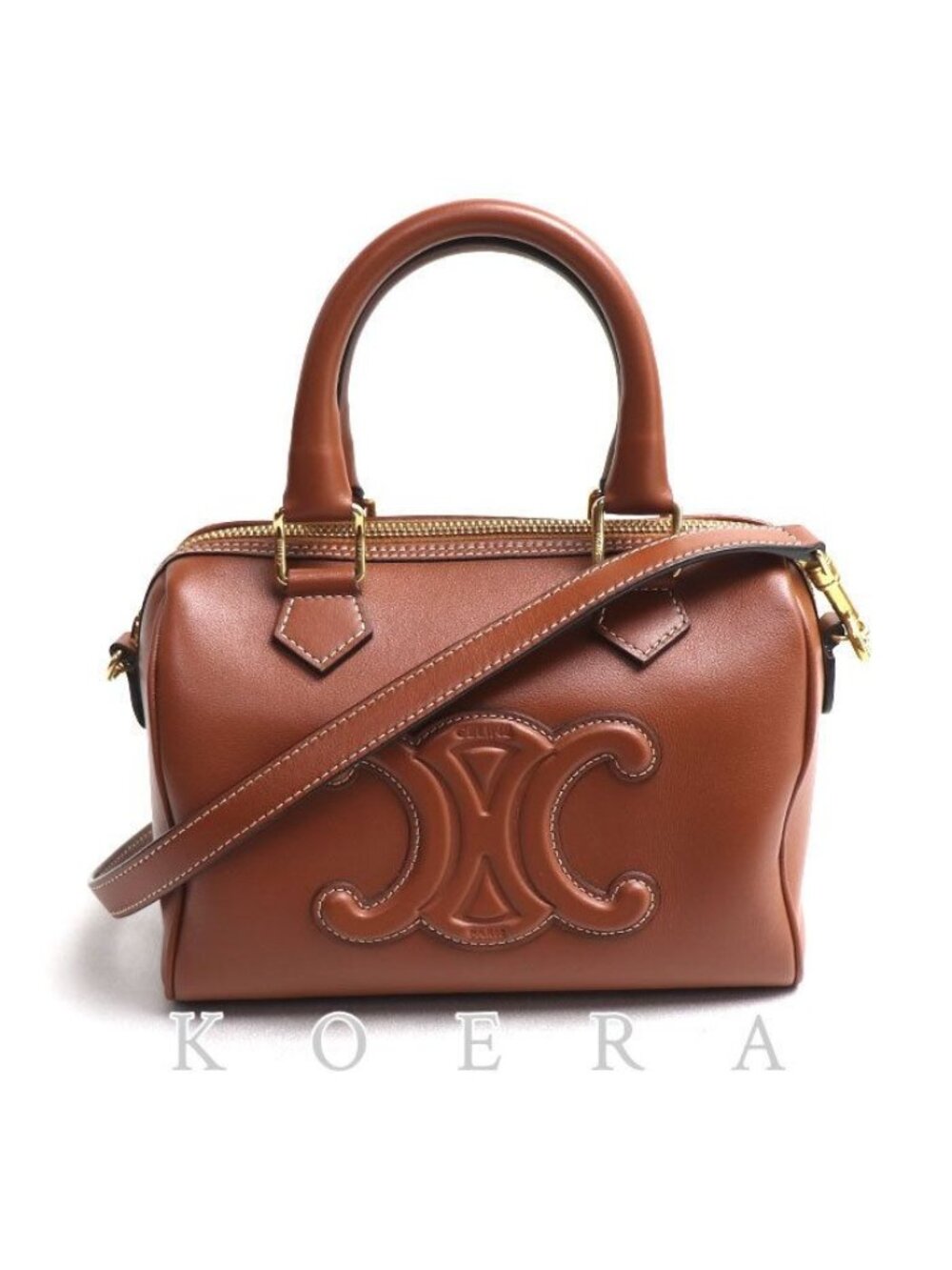 Celine Cuir Triomphe Small Boston 2-Way Shoulder Bag Brown